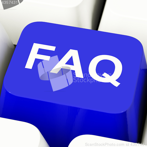 Image of FAQ Computer Key In Blue Showing Information And Answers