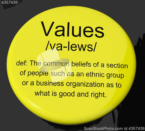 Image of Values Definition Button Showing Principles Virtue And Morality