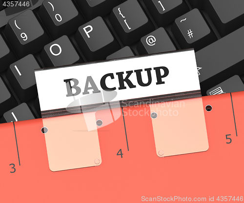 Image of Backup File Shows Organized Paperwork And Computer 3d Rendering