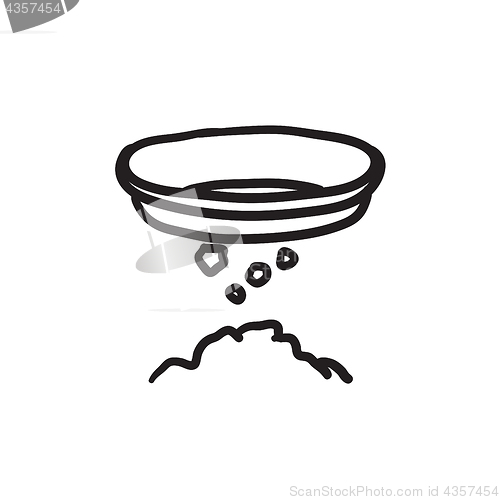 Image of Bowl for sifting gold sketch icon.