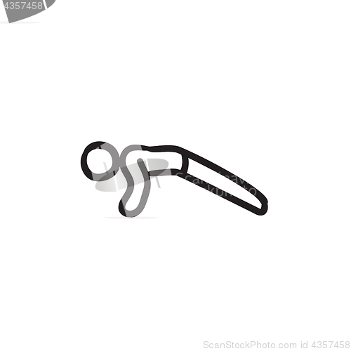 Image of Man making push ups sketch icon.
