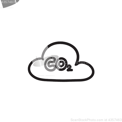 Image of CO2 sign in cloud sketch icon.