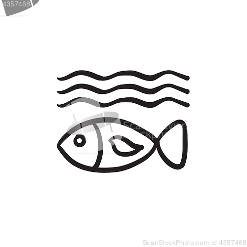 Image of Fish under water sketch icon.