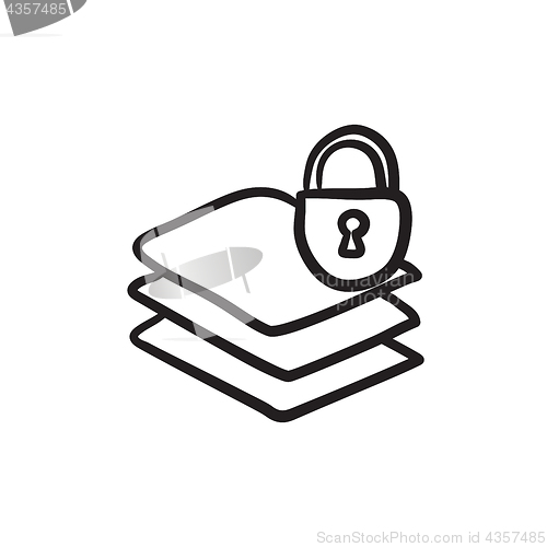 Image of Stack of papers with lock sketch icon.