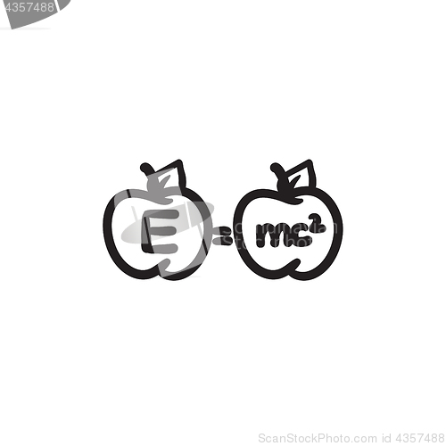 Image of Two apples with formulae sketch icon.