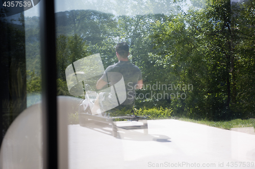 Image of man doing morning exercises
