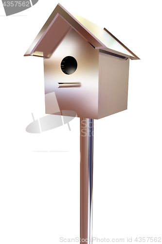 Image of birdhouse - a metal souvenir. 3d illustration