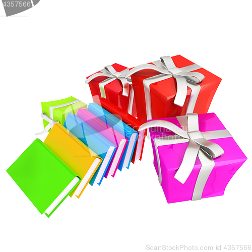 Image of Gifts and books. 3d illustration