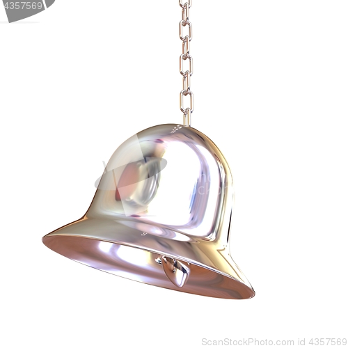 Image of Shiny metal bell isolated on white background. 3d illustration