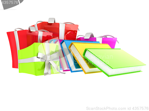 Image of Gifts and books. 3d illustration