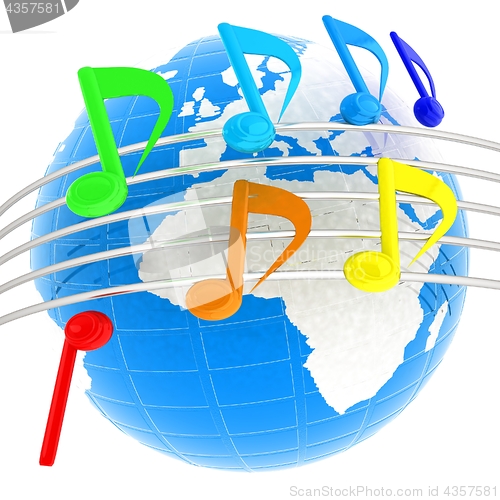 Image of music notes  background. 3D illustration