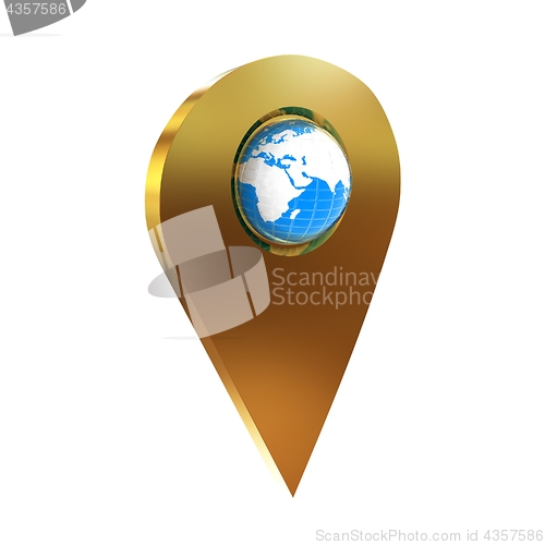 Image of Realistic 3d pointer of map with Earth. Global concept. 3d illus