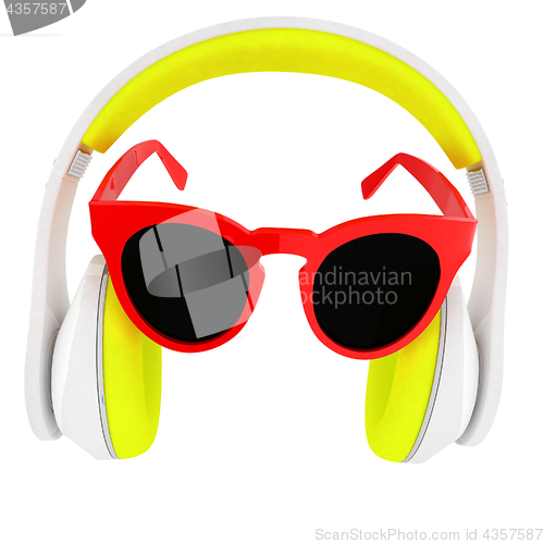 Image of Sunglasses and headphone for your face. 3d illustration