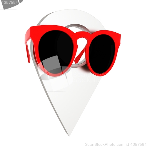 Image of Glamour map pointer in sunglasses. 3d illustration