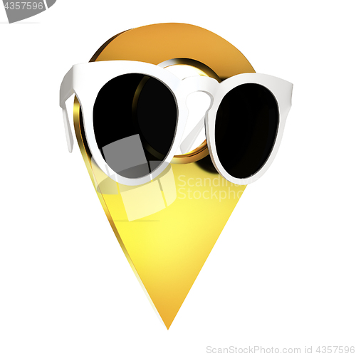 Image of Glamour map pointer in sunglasses. 3d illustration