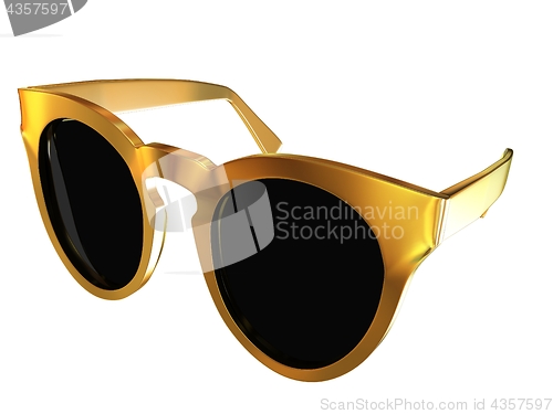 Image of Cool gold sunglasses. 3d illustration