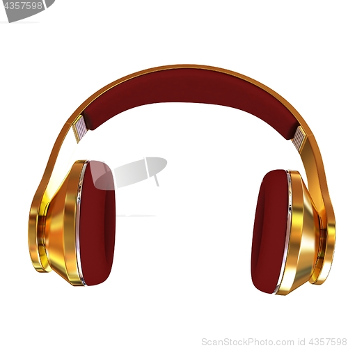 Image of Golden headphones. 3d illustration