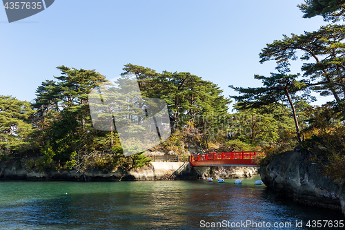 Image of Matsushima bay and red bridge