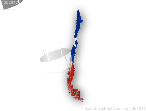 Image of Map and flag of Chile on corrugated iron