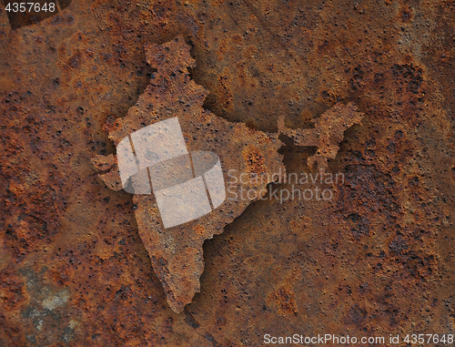 Image of Map of India on rusty metal