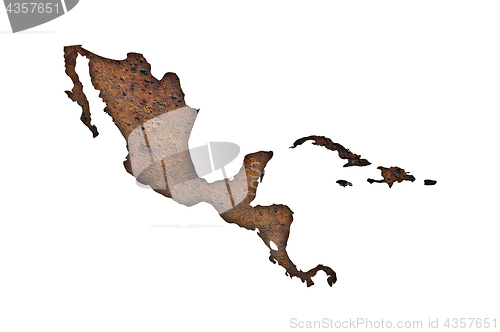 Image of Map of Middle America on rusty metal