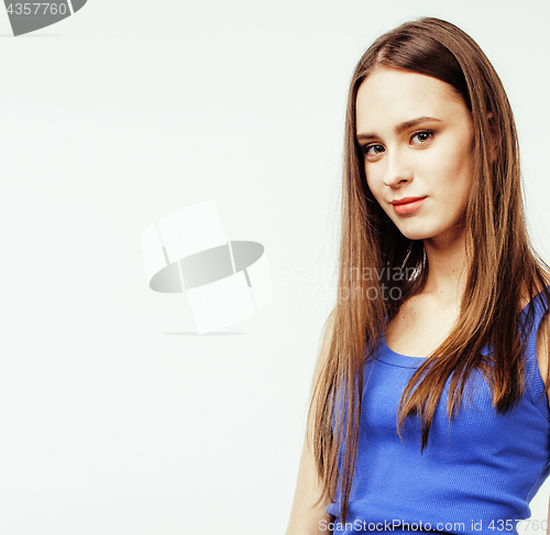 Image of young pretty teenage hipster girl posing emotional happy smiling