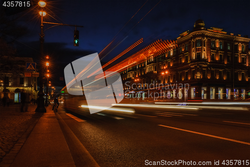 Image of Traffic at night Petersburg.