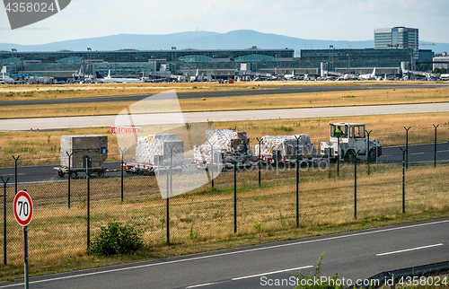 Image of Luggage airport loading and unloading Luggage for passengers.