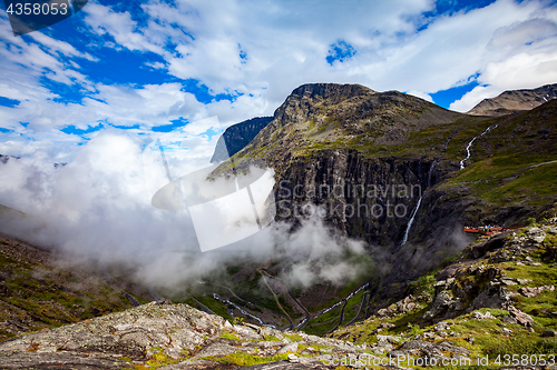 Image of Troll\'s Path Trollstigen or Trollstigveien winding mountain road