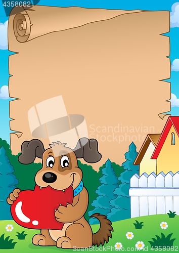 Image of Parchment with Valentine dog