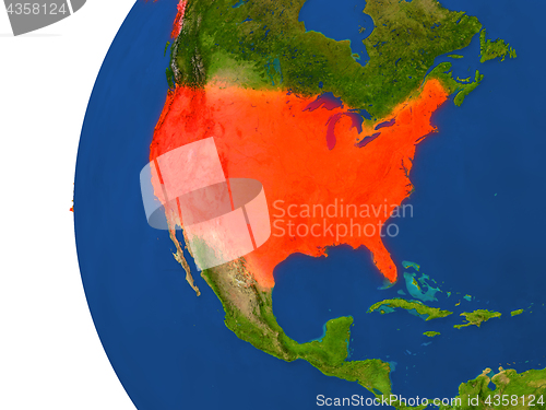 Image of USA on globe