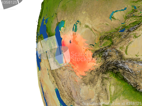 Image of Turkmenistan on globe