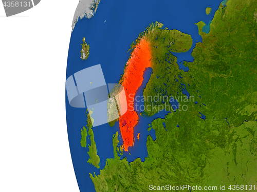 Image of Sweden on globe