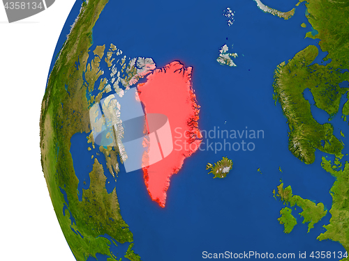 Image of Greenland on globe