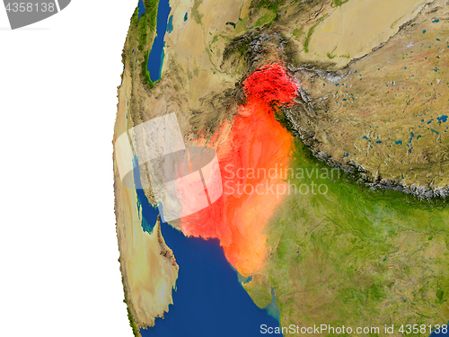 Image of Pakistan on globe