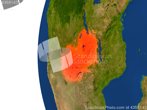 Image of Zambia on globe