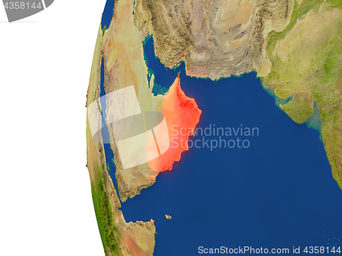 Image of Oman on globe