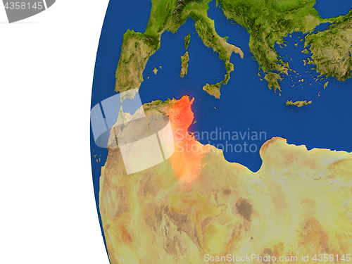 Image of Tunisia on globe