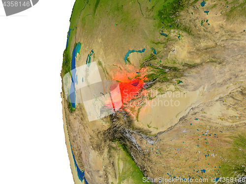 Image of Kyrgyzstan on globe