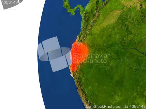 Image of Ecuador on globe