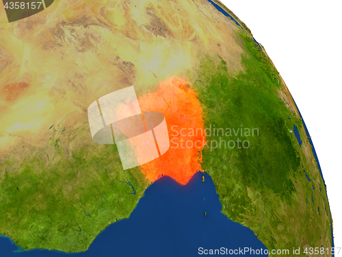 Image of Map of Nigeria in red