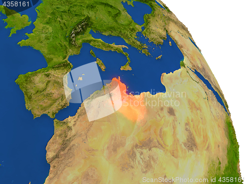 Image of Map of Tunisia in red