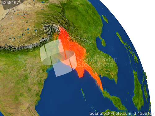 Image of Map of Myanmar in red