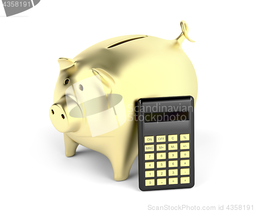 Image of Piggy bank and calculator
