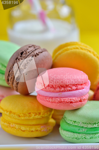 Image of Tasty Colorful macaroons on plate