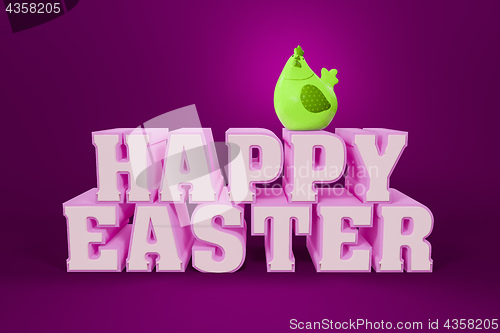 Image of the words happy easter with a chicken