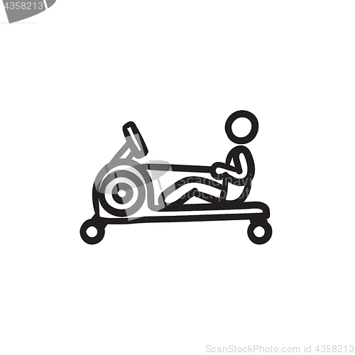 Image of Man exercising in gym sketch icon.