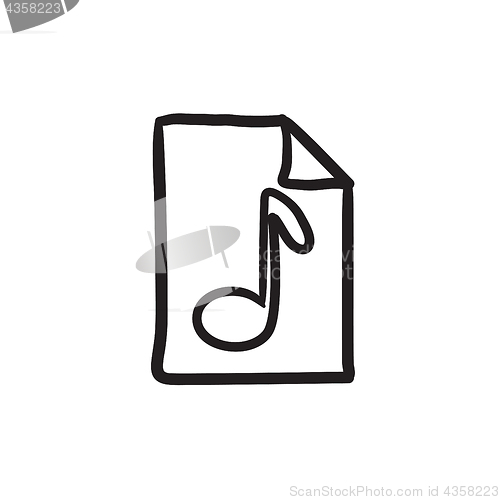 Image of Musical note drawn on sheet sketch icon.