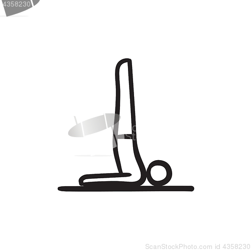 Image of Man practicing yoga sketch icon.