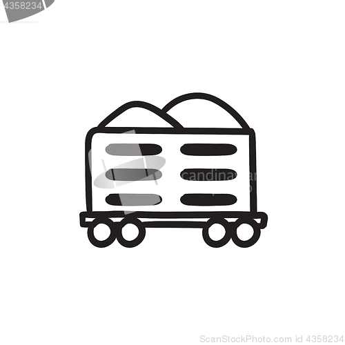 Image of Cargo wagon sketch icon.